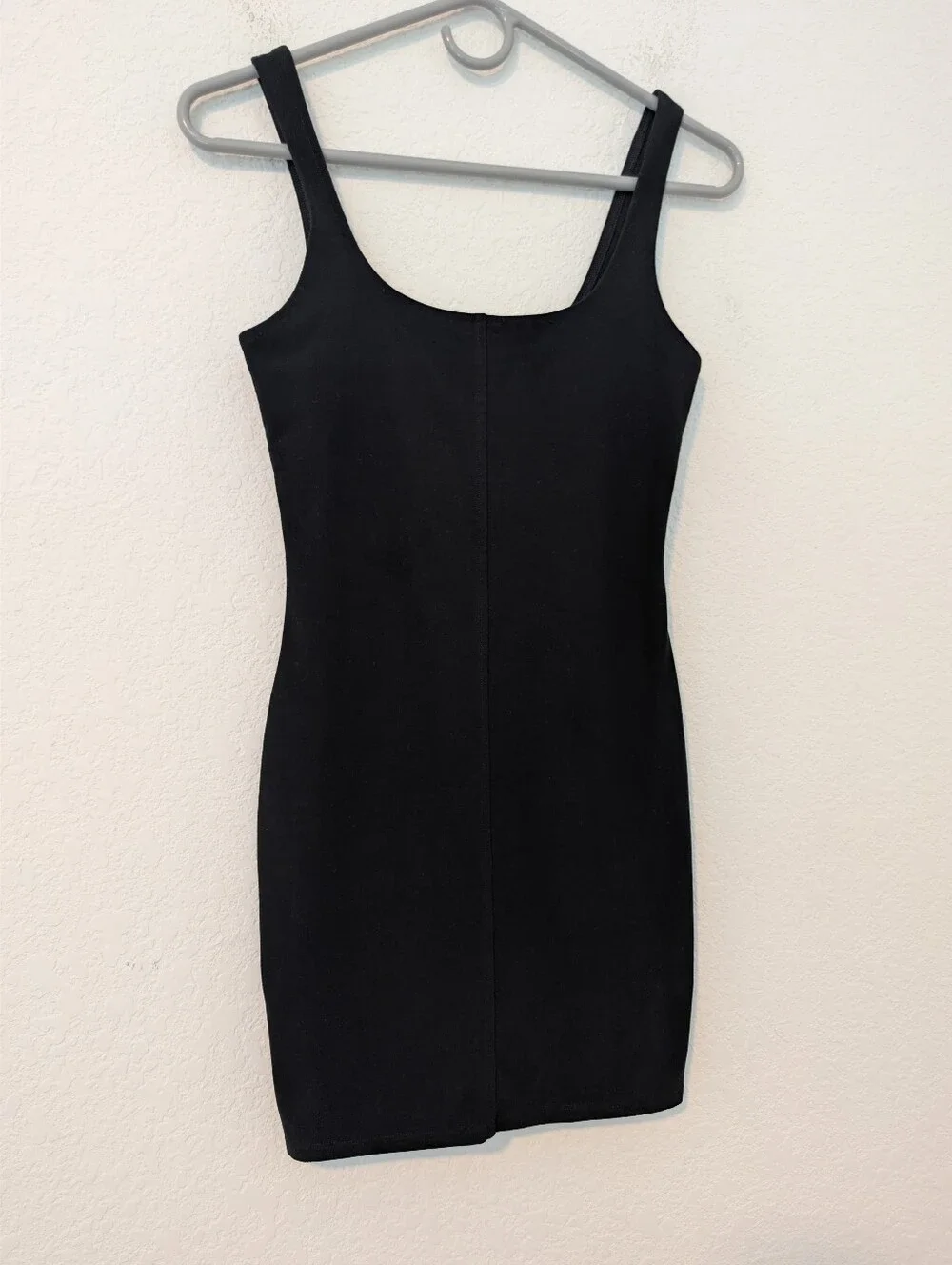 Alo Black Square Neck Fitted Bodycon Alosoft Head Start Mini Tank Dress SM - Picture 6 of 11